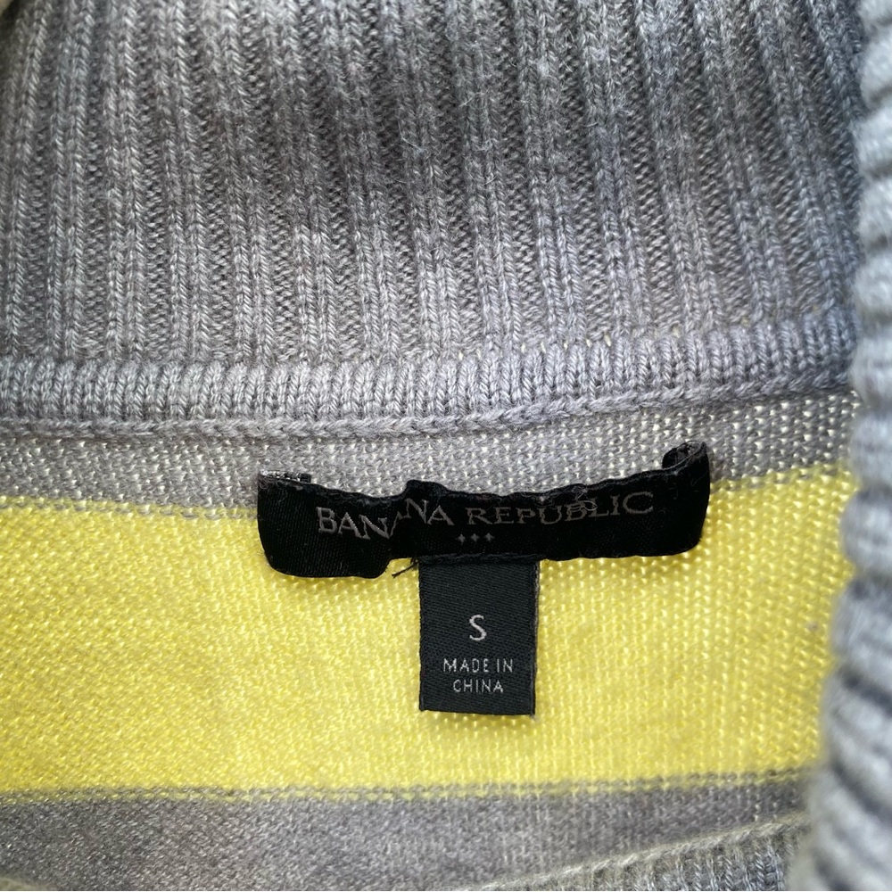 Y2K Yellow & Grey Striped Cowl Neck Sweater Size Small - Picture 5 of 6